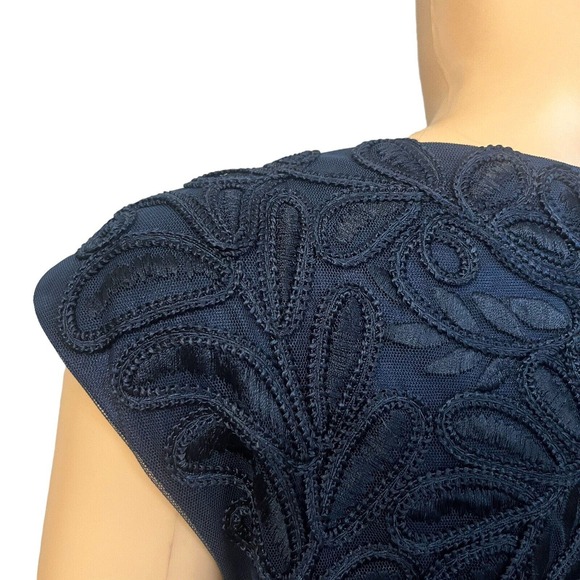 Sue Wong Embroidered Cocktail Dress Cap Sleeve Knee Length Formal - Picture 6 of 11